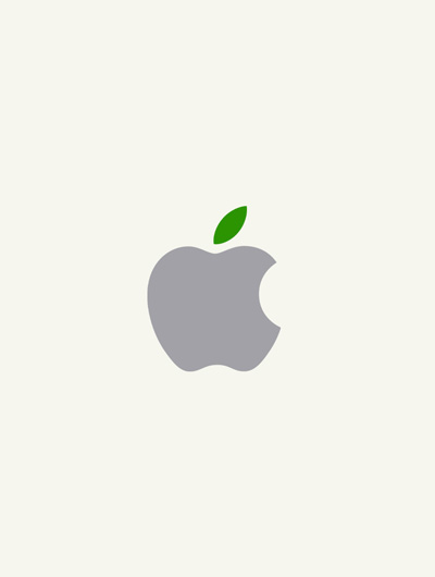 Logo Apple gris avec une feuille verte