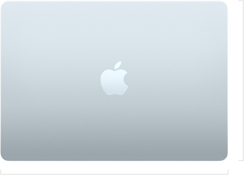 Lehajtott fedelű 13 hüvelykes MacBook Air külseje az Apple logóval a közepén
