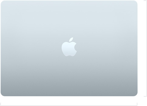 Lehajtott fedelű 15 hüvelykes MacBook Air külseje az Apple logóval a közepén