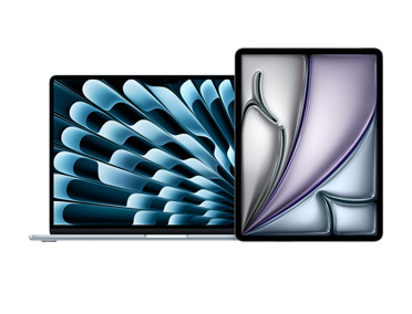 MacBook Air, AirPods và iPad đặt cạnh nhau